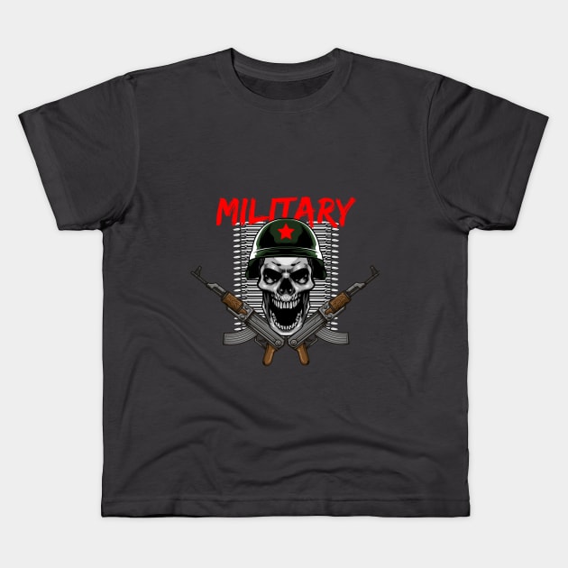 Military Skull! Kids T-Shirt by Harrisaputra